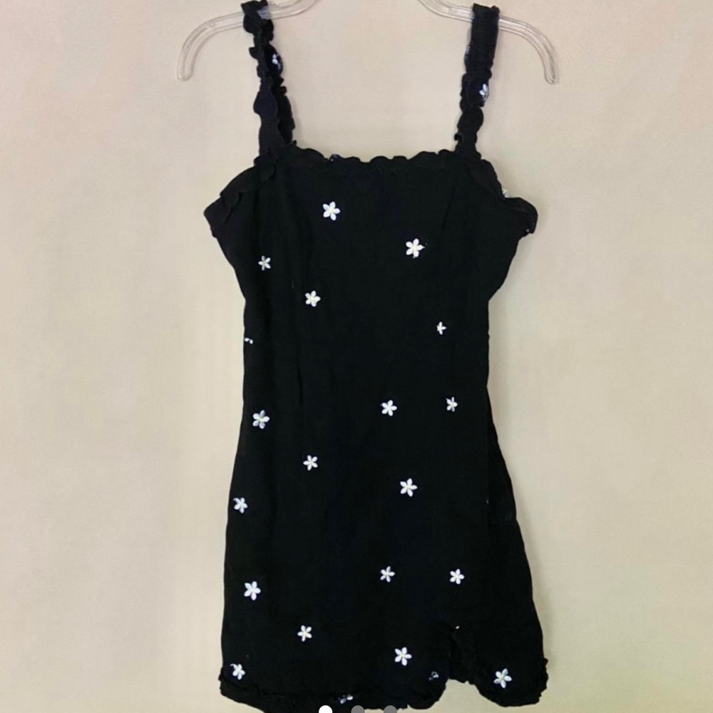 Pacsun Black Mini Dress with Floral Embroidery